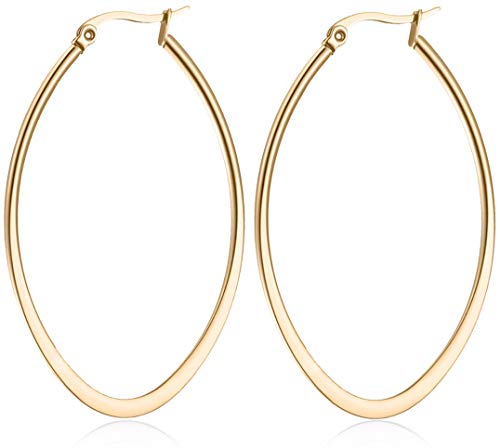 day.berlin Damen Creolen Drop in Gold 18k vergoldet, große Ohrringe oval aus 316L Edelstahl 5,4cm x 3,8cm / 2mm stark, nickelfrei und wasserfest day.berlin Damen Creolen Drop in Gold 18k vergoldet, große Ohrringe oval aus 316L Edelstahl 5,4cm x 3,8cm / 2mm stark, nickelfrei und wasserfest