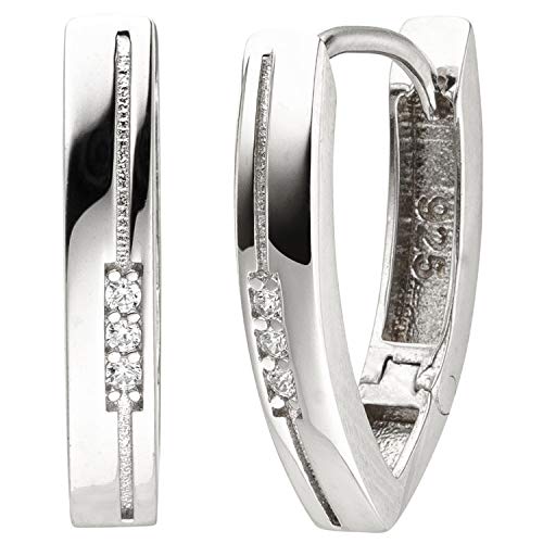 Jobo Damen Creolen oval 925 Sterling Silber 6 Zirkonia Ohrringe Silbercreolen Silberohrring Jobo Damen Creolen oval 925 Sterling Silber 6 Zirkonia Ohrringe Silbercreolen Silberohrring