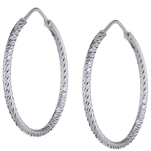 Vinani Creolen klein diamantiert facettiert Sterling Silber 925 Ohrringe CDK