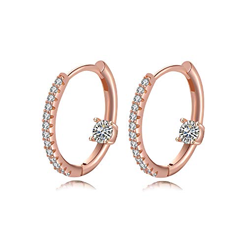 Immobird Damen Creolen Rosegold 925 Sterling Silber 18K Rose vergoldet Kleine Creolen Huggie Durchmesser 15mm Ovale Creolen für Damen Mädchen Immobird Damen Creolen Rosegold 925 Sterling Silber 18K Rose vergoldet Kleine Creolen Huggie Durchmesser 15mm Ovale Creolen für Damen Mädchen