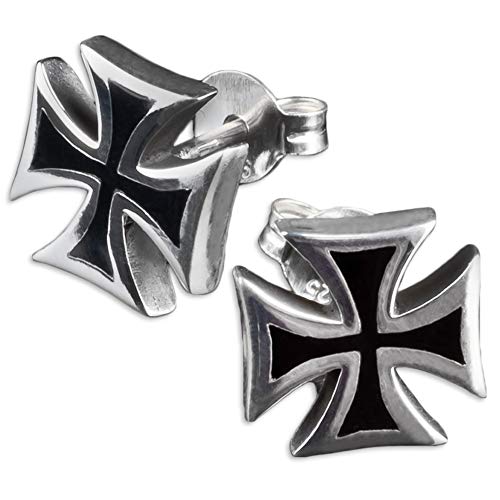 viva-adorno 1 Paar Herren Ohrringe Ohrstecker 925 Silber Eisernes Kreuz Z395