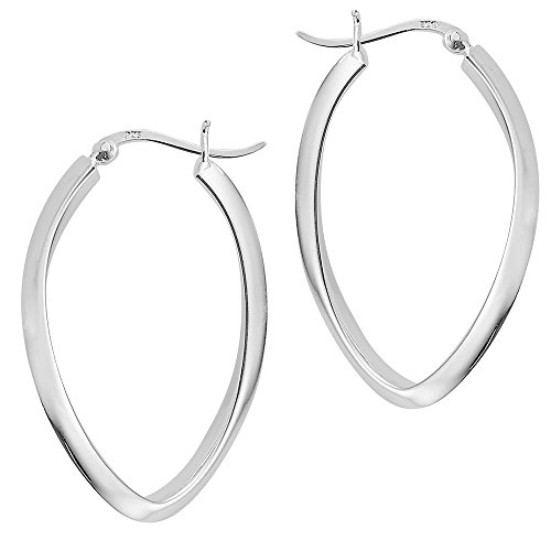 Vinani Damen Ohrringe 925 Silber - Klapp-Creolen oval kantig glänzend - Ohrring-Set mit Bügel Schranken Verschluss - 925 Sterling Silber - 2CGG Vinani Damen Ohrringe 925 Silber - Klapp-Creolen oval kantig glänzend - Ohrring-Set mit Bügel Schranken Verschluss - 925 Sterling Silber - 2CGG
