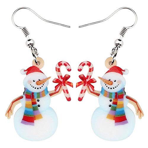 CAZARU Acryl-Weihnachtsbunter Schal Weihnachtsmann-Zuckerstange-Ohrringe großes tropfendes Charme-Geschenk