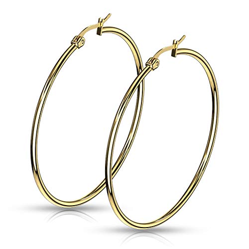 Autiga® Damen Creolen Kreolen Ohrringe Ohrstecker Edelstahl gold 65 mm Autiga® Damen Creolen Kreolen Ohrringe Ohrstecker Edelstahl gold 65 mm