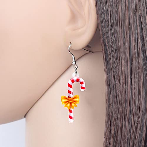YUANYIRAN Weihnachten Ohrhaken Ohrringe - Acryl Weihnachten Süße Zuckerstange Ohrringe, Xmas Tropfen Baumeln Niedliche Ornamente Schmuck Für Frauen Mädchen Teens Geschenk Zubehör