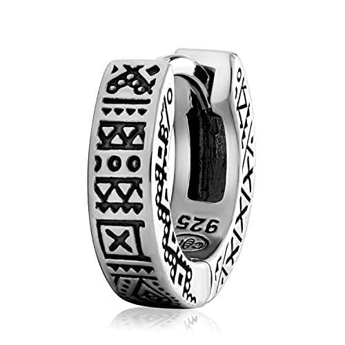 NKlaus Einzel 12mm Keltische vierkant Creole 925 Sterling Silber Gothic Bali Ohrring 3095