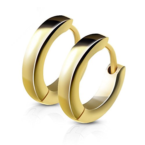 Schmale Creolen von Bungsa | Hochwertige Edelstahl-Ohrringe Damen und Herren | Edelstahl-Creolen für jeden Anlass | Creolen-Gold