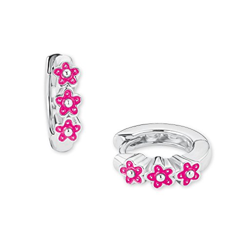 Prinzessin Lillifee Mädchen-Creolen Blumen 925 Sterling-Silber emailliert