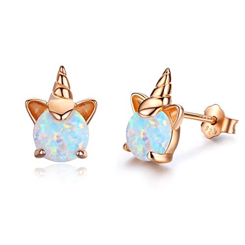 Ohrringe Mädchen Einhorn Ohrstecker Silber 925 Ananas Ohrringe Damen Opal Schmuck Geschenke für Frauen Kinder
