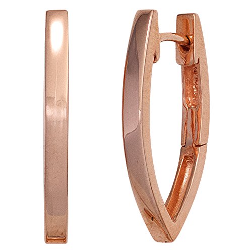 Jobo Damen-Creolen aus 925 Silber rosegold vergoldet Spitz Oval Jobo Damen-Creolen aus 925 Silber rosegold vergoldet Spitz Oval