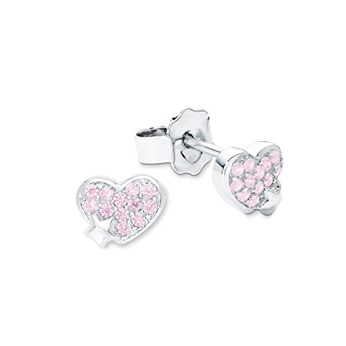 Prinzessin Lillifee Kinder-Ohrstecker Herzen Mädchen 925 Silber rhodiniert Zirkonia rosa 6 mm Prinzessin Lillifee Kinder-Ohrstecker Herzen Mädchen 925 Silber rhodiniert Zirkonia rosa 6 mm
