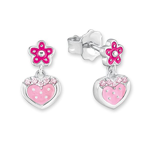 Prinzessin Lillifee Mädchen-Ohrringe Ohrhänger Herz Blume 925 Sterling Silber Zirkonia rosa Prinzessin Lillifee Mädchen-Ohrringe Ohrhänger Herz Blume 925 Sterling Silber Zirkonia rosa