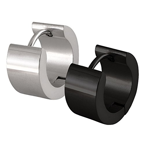Soul-Cats 1 Paar Creolen Klapp1 Paar Creolen Ohrringe Edelstahl schwarz Herren Unisex Huggie Creole, Größe:Ø 10mm / 3mm breit;Farbe:schwarz und Silber Soul-Cats 1 Paar Creolen Klapp1 Paar Creolen Ohrringe Edelstahl schwarz Herren Unisex Huggie Creole, Größe:Ø 10mm / 3mm breit;Farbe:schwarz und Silber