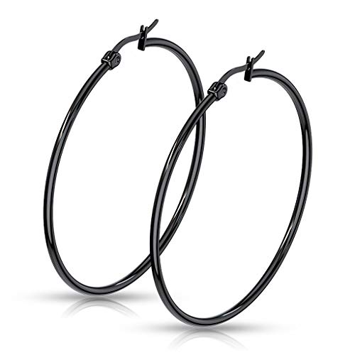 Autiga® Damen Creolen Kreolen Ohrringe Ohrstecker Edelstahl schwarz 70 mm Autiga® Damen Creolen Kreolen Ohrringe Ohrstecker Edelstahl schwarz 70 mm