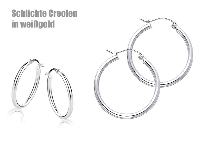 Creolen in 375er weißgold Schlichte Creolen in weißgold